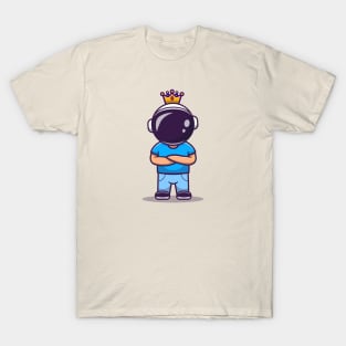 Cute Astronaut Boy With Crown Cartoon T-Shirt